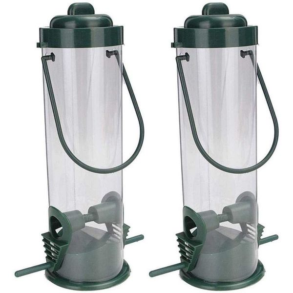 

other bird supplies tube feeder, outdoor hanging feeder with handle durable and disassembles for garden yard tree (2 pack)