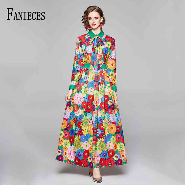 

fashion spring runway full sleeve women shirt dress female vintage animal leopard floral print long dresses robe longue 210520, Black;gray