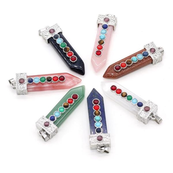 

charms natural stone pendant sword-shaped metal alloy semi-precious for jewelry making diy necklace bracelet earrings accessory 13x55mm, Bronze;silver