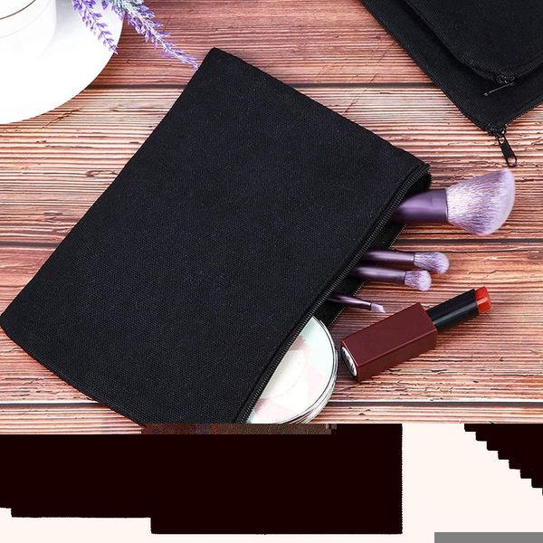 

pencil bags 50pcs canvas cosmetic bag with zipper plain blank diy stationery craft