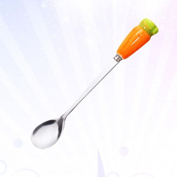 

spoons stainless steel spoon with ceramic radish handle cutlery coffee dessert long