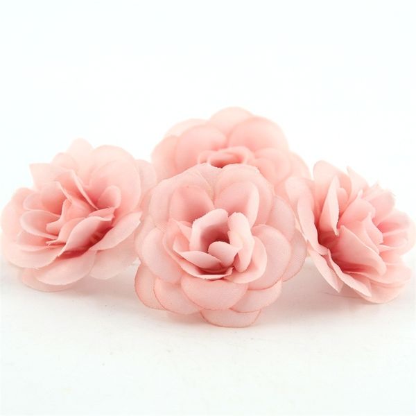 100 pcs 4,5 cm mini seda artificial rosa cabeça de flor diy scrapbooking flor artesanal beijo bola para casamento decorativo 210317