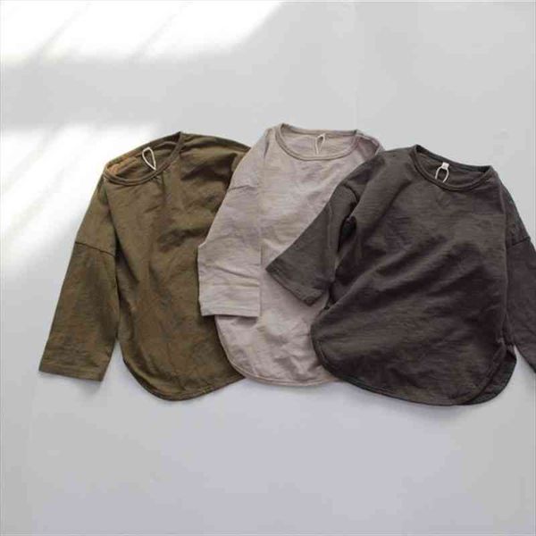 

spring children long t shirts korean style solid color pullovers casual kids tees, Blue