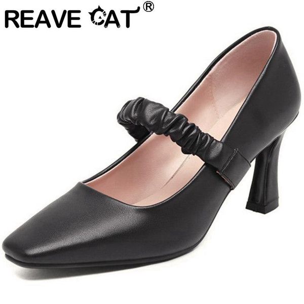 

cat 2021 women pumps square toe 7.5cm block heels classic concise simple big size 48 casual office black summer a3835 dress shoes