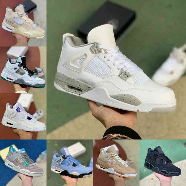 

2021 new university blue 4 4s basketball shoes mens cream sail desert moss white oreo pine green what the black cement cat shimmer union tau