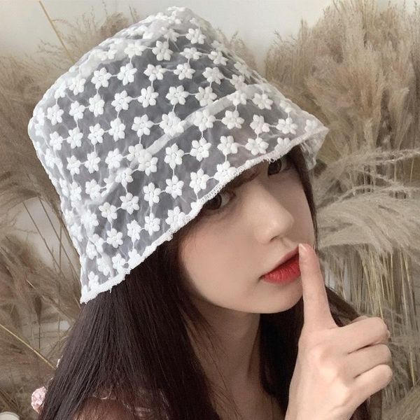 

spring summer lace flower hollow bucket hats elegant fashion solid color sun hat trendy wild tide products wide brim, Blue;gray