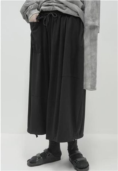 

men's pants 2021 large couple loose wide leg women's summer capris lantern thin, Black