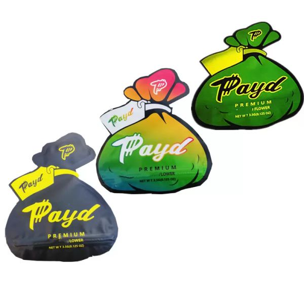 

many styles shaped mylar bag 3.5g irregular die cut out zipper flower edibles packaging matte holographic material backpack boyz runtz jokes