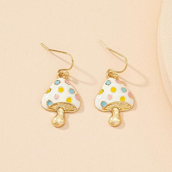 

dangle & chandelier creative cartoon style mushroom pendant earrings fashion acrylic gold metal accessories cute girl party jewelry gift, Silver
