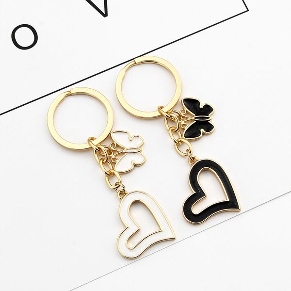 

car keychain love keychain keyring metal key ring key chain creative key holder auto accessories, Slivery;golden