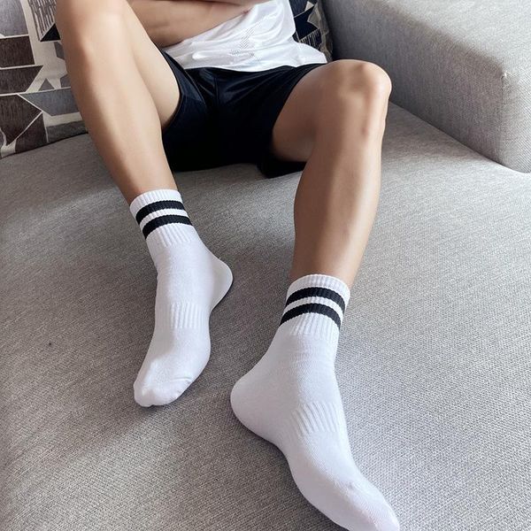 

men's socks 100 cotton fashion white black vintage short sports sock men casual streetwear soks for man girl cool tube