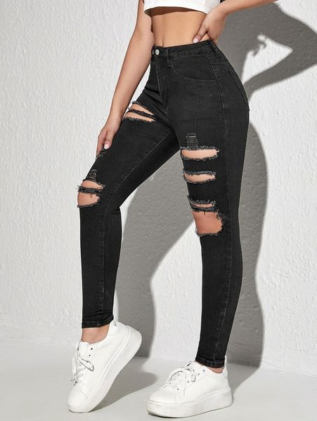 

ripped detail skinny jeans y9p4#, Blue