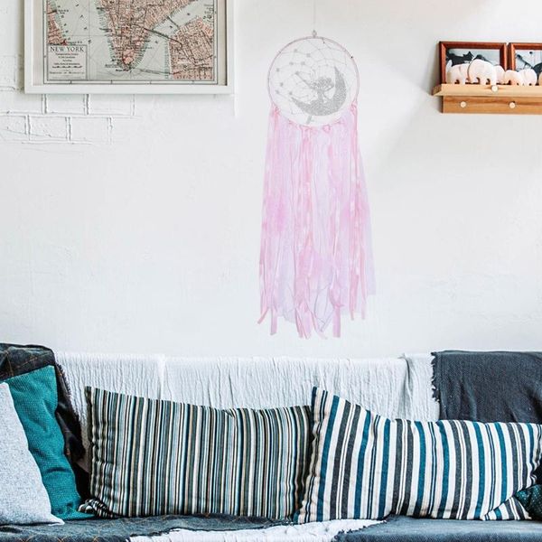 

decorative objects & figurines handmade moon girl woven dream catcher boho macrame wall hanging tapestry decor p9yb