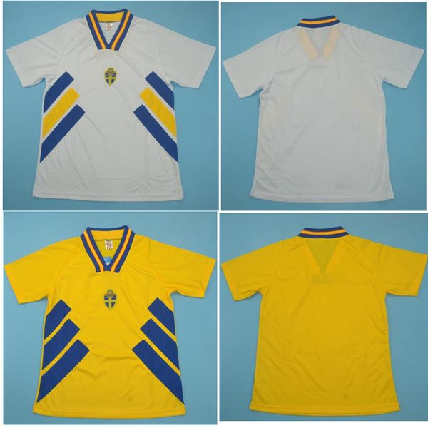 

1994 sweden retro soccer jerseys larsson football shirt dahlin jersey 94 brolin classic maillot de foot, Black;yellow