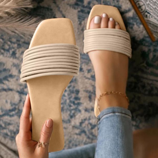 

women's fashion slippers 2021 summer casual vintage open toe flat with daily shoes sandals female beach slides, Black