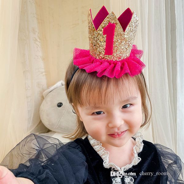 

ins kids princess hair accessories children first birthday crown hairband baby boys girls lovely p modeling headdress d151, Slivery;white