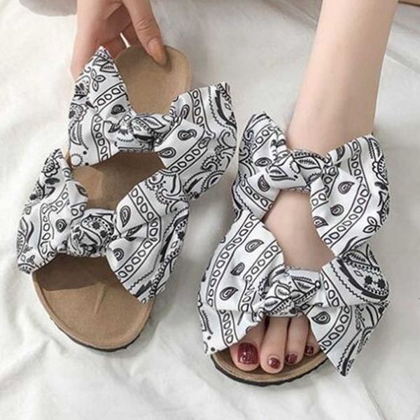 

fashion bow satin platform slippers summer women's shoes flat non-slip casual beach women sandals and xx1 210625, Black