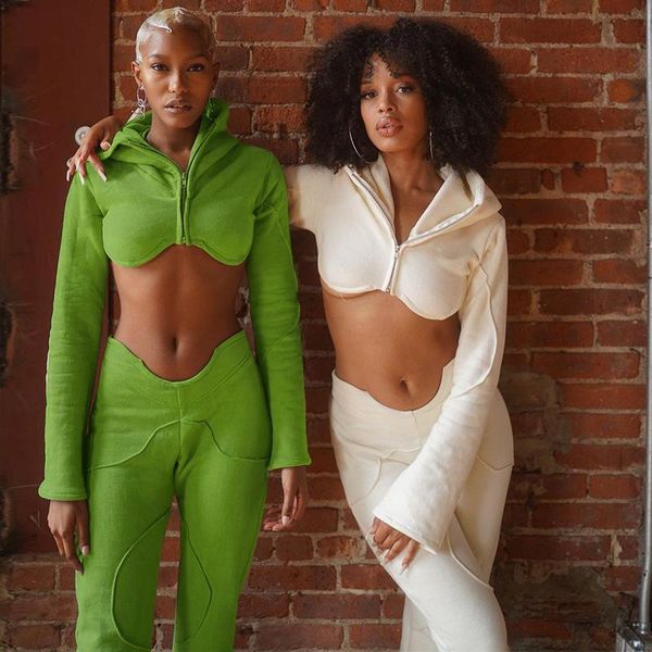 

women's hoodies & sweatshirts sweatshirt autumn hoodie,solid color hooded long sleeves zip-up crop for girls 2021 fashion,white/green, Black