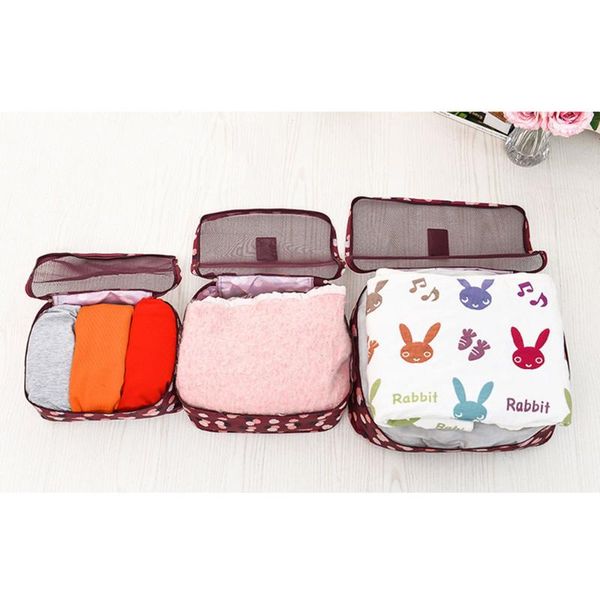 

bag parts & accessories 6 pcs travel storage set for clothes tidy organizer wardrobe suitcase pouch case shoes packing cube, Black