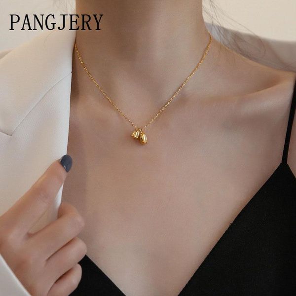 

chains pangjery 925 sterling silver lotus necklaces for women gold plated exquisite shiny luxury trendy elegant birthday jewelry gifts
