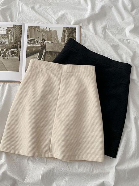 

skirts yeeloca spring high waist skirt women's casual apricot black mini saias korean students versatile a-line short