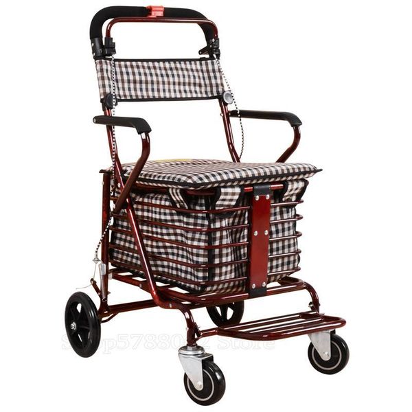 

storage baskets old scooter folding shopping cart seat can take four rounds to buy food and help push small elderly stroller