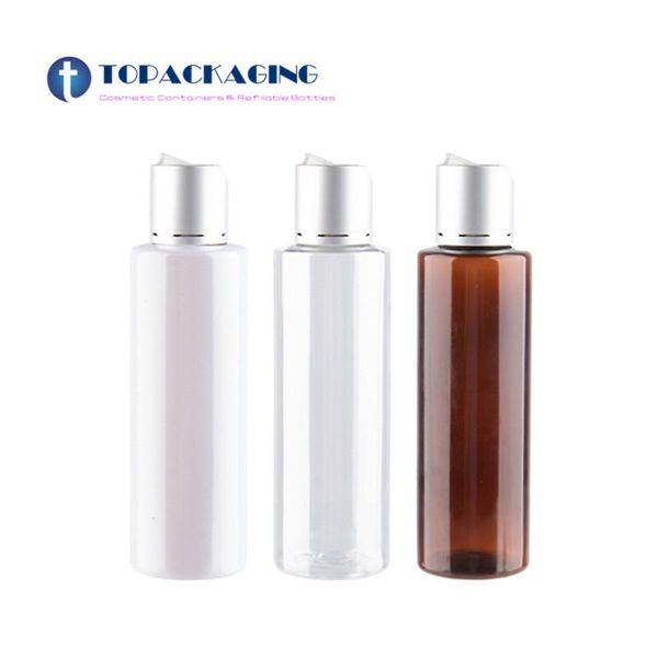 

storage bottles & jars 30pcs*200ml clear empty lotion bottle with aluminum disc cap brown shampoo plastic for liquid soap cosmetic conta