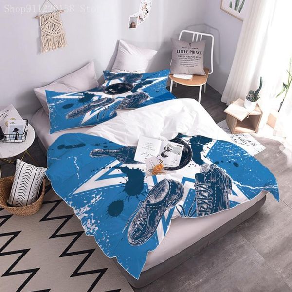 

bedding sets 2/3pcs sport series blue duvet cover 3d printing football bedclothes boy gift single double bedroom set
