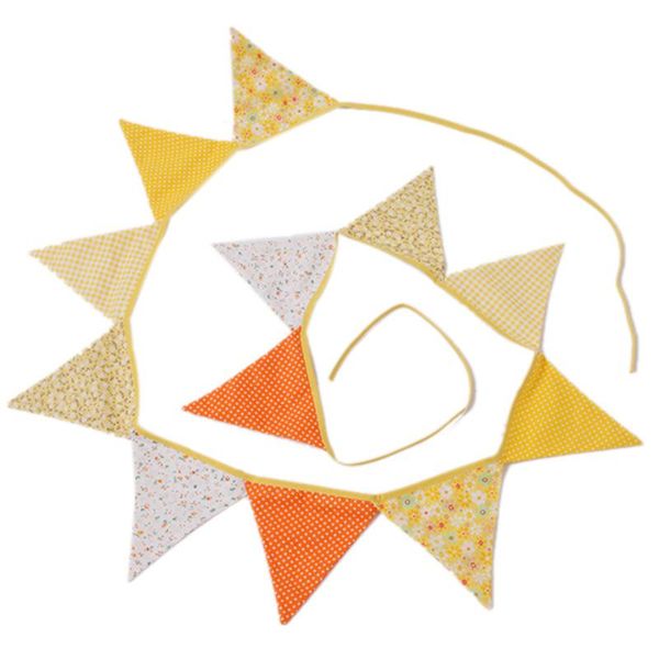 

party decoration flags 230cm colorful cotton fabric bunting pennant flag banner garland wedding/baby birthday/christmas