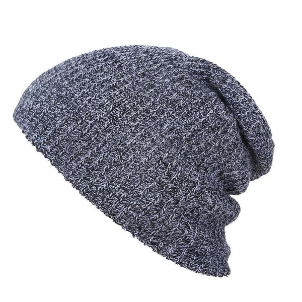 

mens knitting hat winter soft warm casual acrylic slouchy knitted cap outdoor hats, Black;white