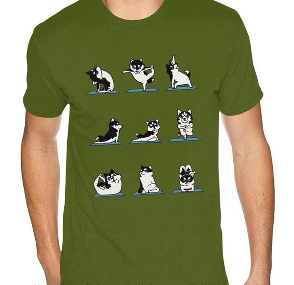 

men's t-shirts black dog lover funny husky yoga shirt men custom printed short sleeve pure cotton o-neck tee shirts, White;black