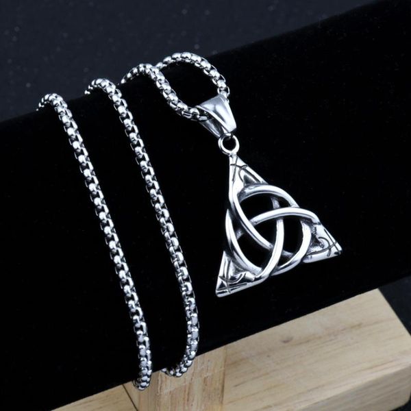 

pendant necklaces viking knot power triangle necklace for men women punk gothic party jewelry gift, Silver