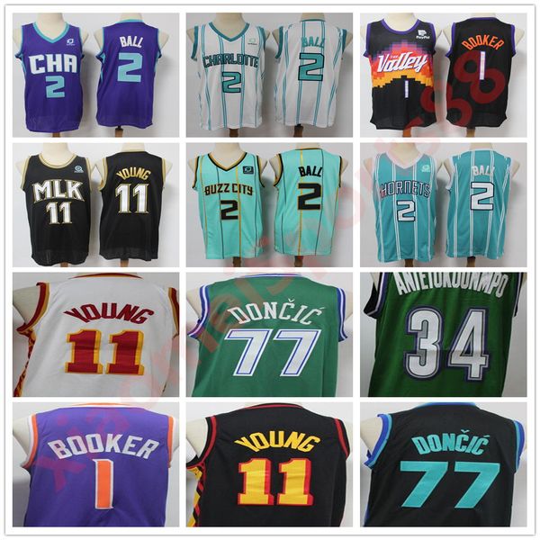 

2021 lamelo ball jersey city basketball edition mint green blue luka doncic devin booker trae young giannis antetokounmpo jerseys, Black;red