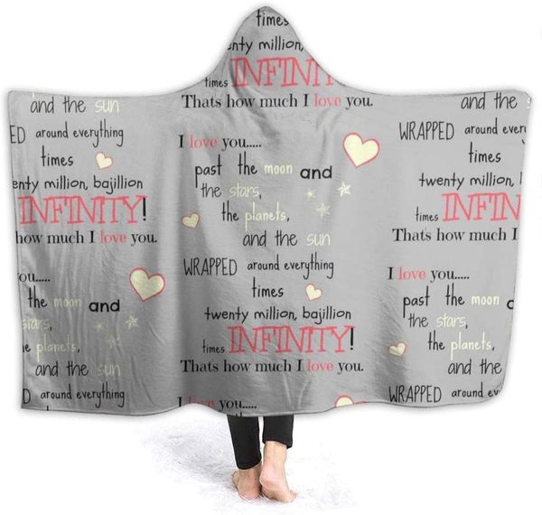 

blankets hooded blanket i love you flannel wearable throw cape fleece warm air-conditioning quilt