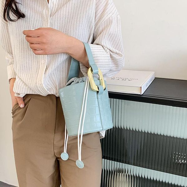 

evening bags women's handbag literary style 2021 female shoulder bag blue youth bucket personality designer summer