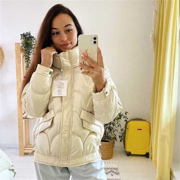 

women's cotton-padded jacket bright puffer winter short bubble parkas 211130, Black