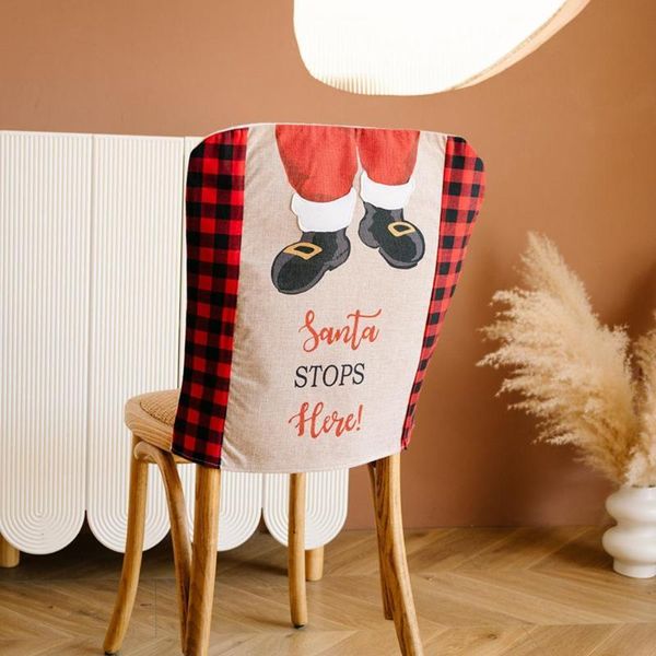 

chair covers christmas cover imitation linen protective santa pattern xmas restaurant 51cm x 48cm