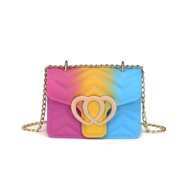 

shoulder bags pvc bag for women 2021 fashion design rainbow color mini jelly with chain strap girl crossbody cellphone coin purse