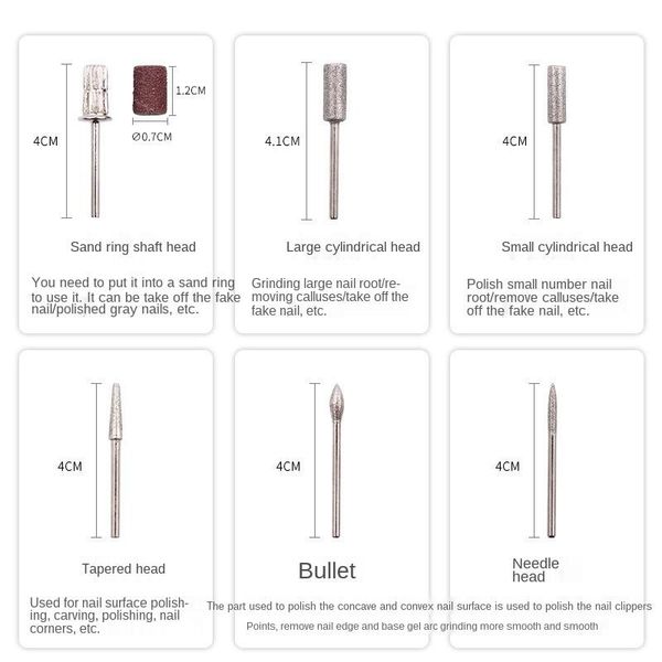

nail art kits processing set metal grinding machine cross-border polishing drilling bit for beauty shop decorations