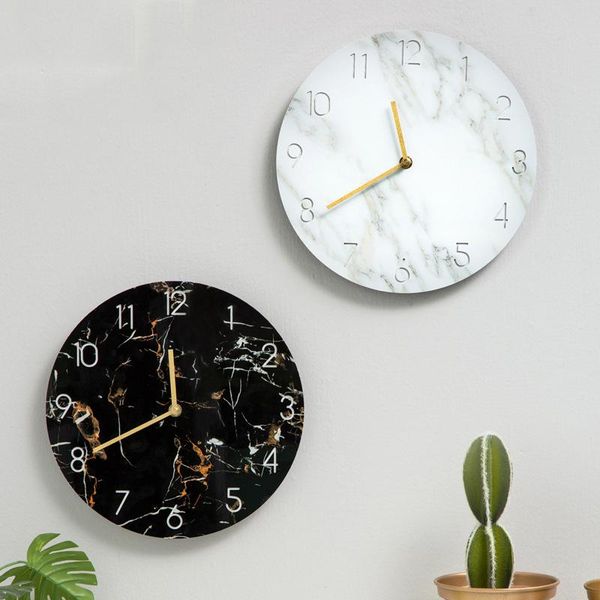 

wall clocks nordic style restaurant marble grain clock uv board simple hanging shaped kids room decor gender shabby chic 3dbgv72