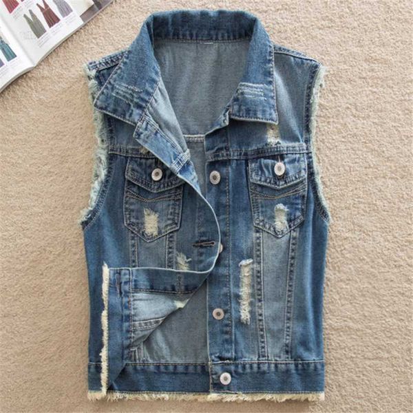 

women's vests short denim vest jacket spring autumn vintage slim sleeveless coat plus size 5xl all-match casual jeans waistcoat, Black;white
