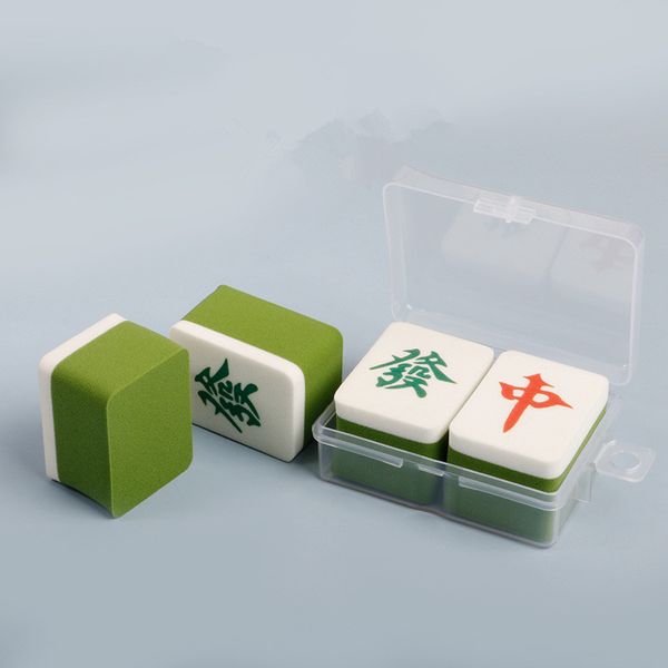Make-up-Schwamm in Mahjong-Form, Foundation-Mischschwamm, makellos für flüssige Cremes und Puder, mehrfarbige Make-up-Schwämme mit Etui
