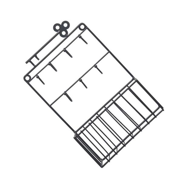 

storage baskets wall hanging basket key hook creative decorative (black)