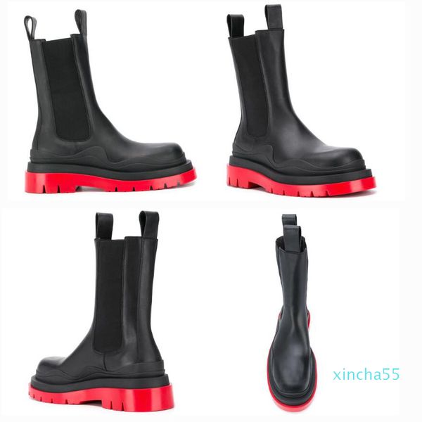 

man boots fashion luxury mid-calf booties tire boots man platform chunky boot lady boot luxury designer women boots, Black