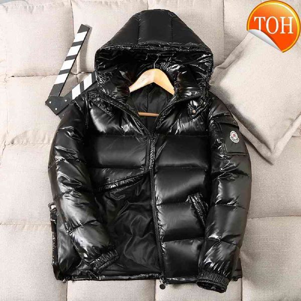 

for new men's down jacket men women in winter thickened solid color hooded zipper medium and long youth fashion casual coat, Black