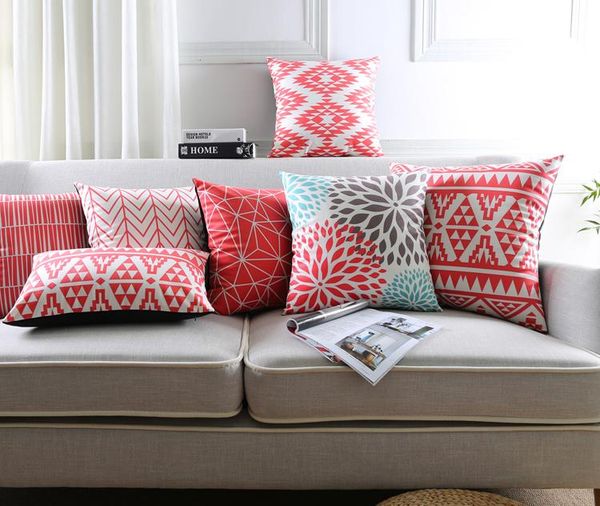 

geometric triangles rug pattern cushion covers bohemian pink stripe rhombus pillow cover sofa decorative velvet case cushion/decorative