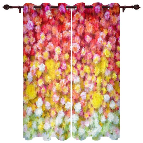 

flowers oil painting gradient valance window curtains for living room bedroom kitchen home luxury youth treatment curtain & drapes
