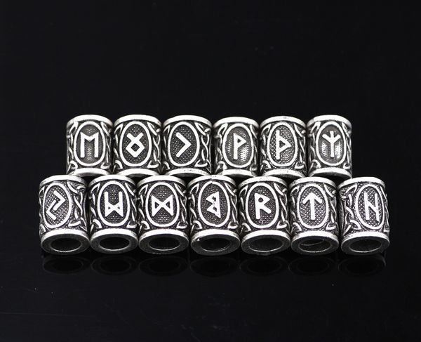 

nordic viking rune beard beads set of 24, Silver