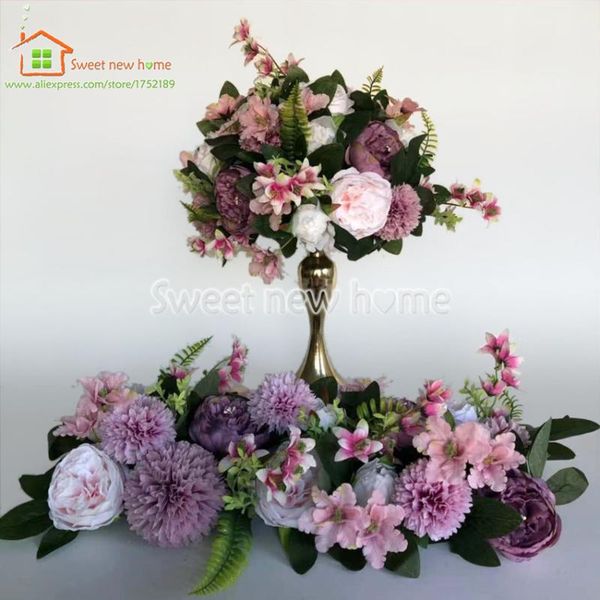 

artificial floral silk rose flower row arch runner table centerpiece for wedding party road lead 3d diy 10pcs/lot decorative flowers & wreat