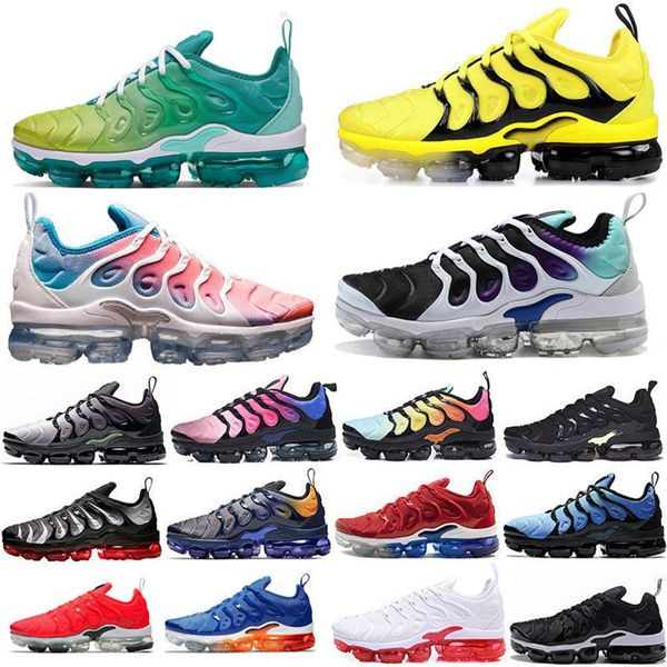 

with box tn plus men women runner shoes triple black white sunset hyper red blue volt fashion mens trainers sports sneakers size